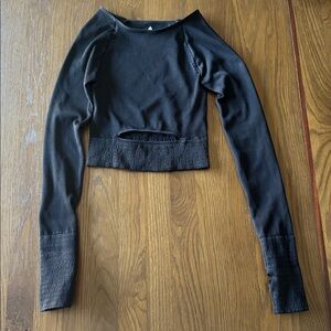 Black Ribbed Long Sleeve Top